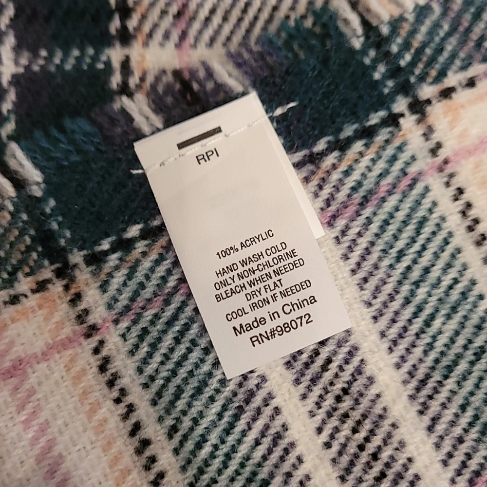 Hunter Green, Ivory & Light Pink Scarf/Wrap